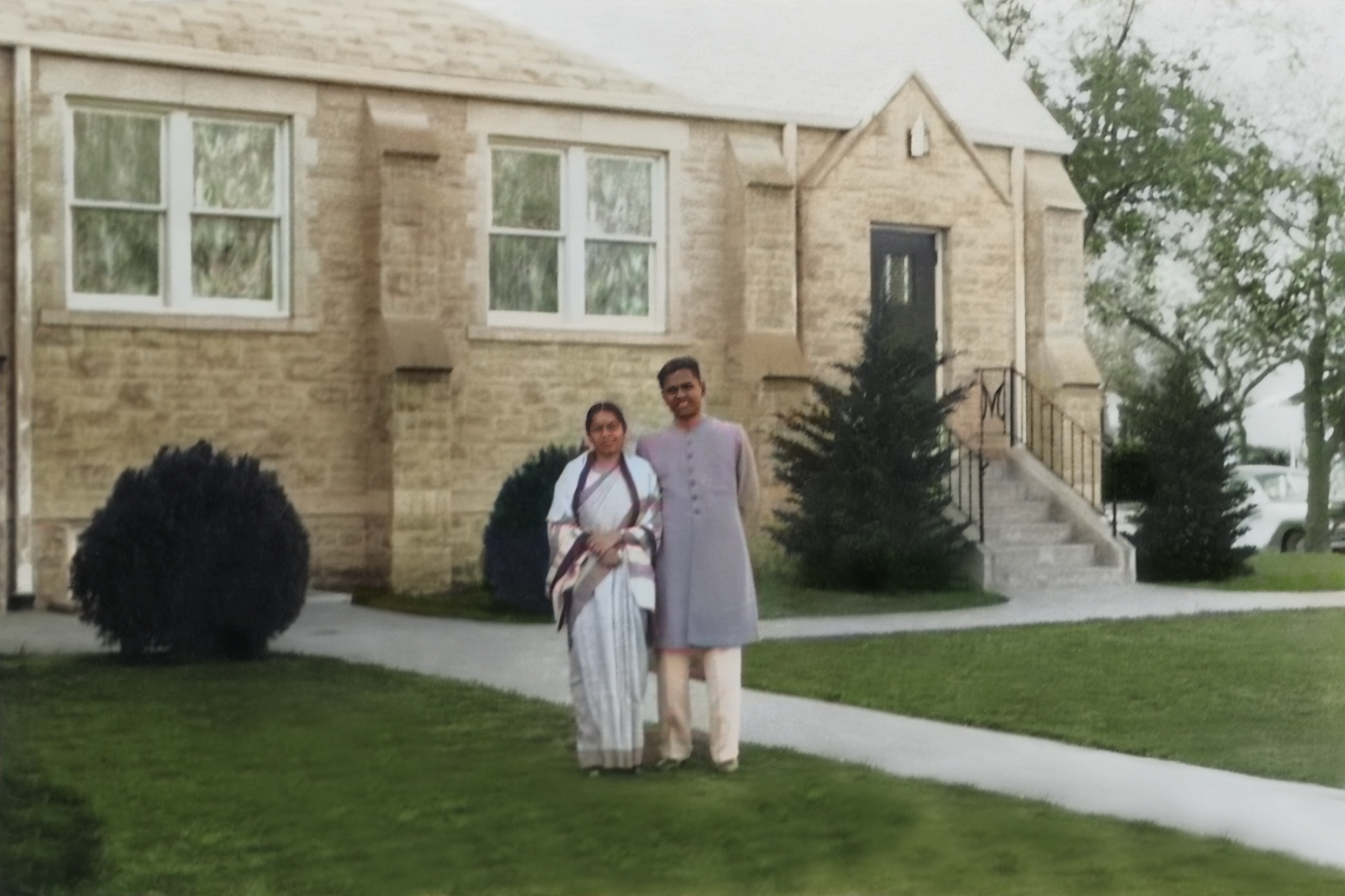 An edited and restored photo of my in-law's family on a missions trip in the United States.